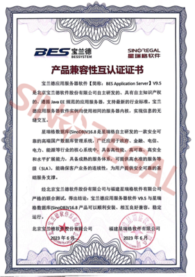 星瑞格數據庫與寶蘭德應用服務器完成產品兼容互認證，共筑國產化應用軟件服務新生態